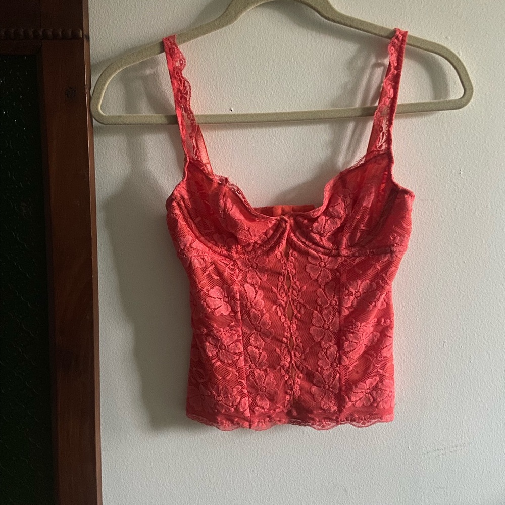 Marciano coral Floral Lace bustier